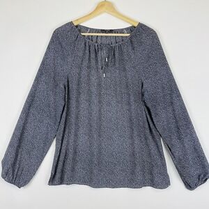 NYDJ Women Medium Purple Floral Sheer Chiffon‎ Peasant Soft Girl Sweet Top Shirt